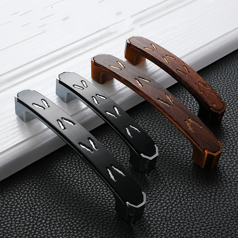 Современная Минималистичная ручка из цинкового сплава винтажная деревянная