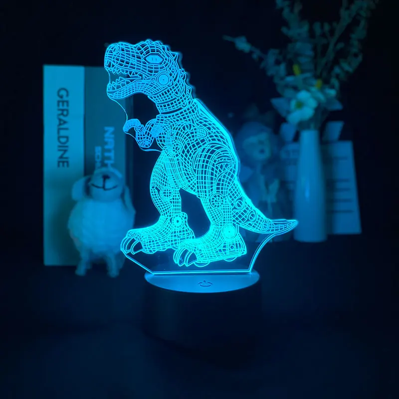 

Хит продаж, Ночной светильник с 3d-изображением животных, динозавров, механический тираннозавр, управление через Bluetooth, для яркой базы, разны...