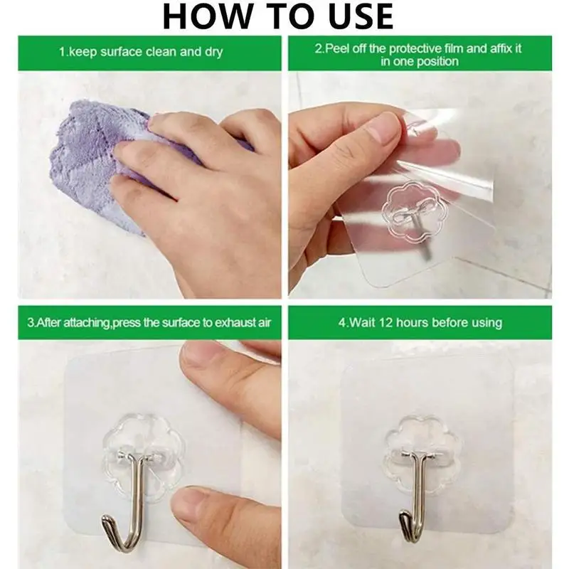 

Wall Hooks Waterproof Oilproof Self Adhesive Transparent Hanging Bathroom Seamless For Kitchen Office Hook Reusable D9R8