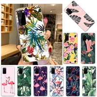 pink flamingo tropical leaves soft phone case for samsung galaxy s21 ultra s20 fe 5g s10 lite s8 s9 note 20 10 plus 9 8 cover