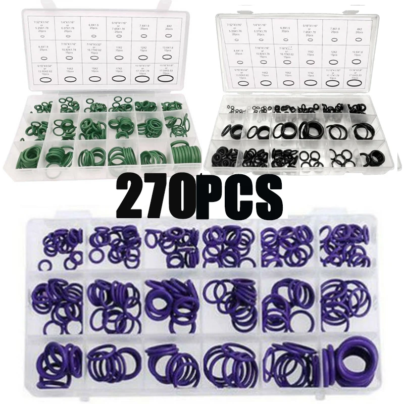 

270PCS Rubber Rings Sealing Rings Set of 5-26 mm Black titanium Washer Screw Ring Fasteners Boxed Black Nitrile Rubber 0-ring