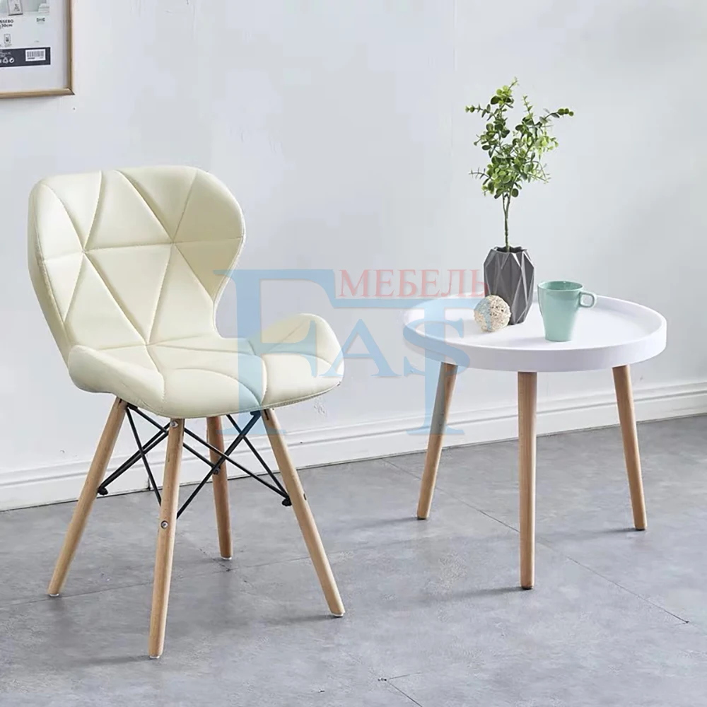 2 шт. домашний стул для столовой белые на ножках из бука с художественным дизайном