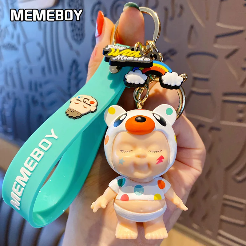 

Cartoon Memeda Bear Children Keychain Cute Toy Doll Silicone Keyring Children Couples Gift Bag Backpack Car Key Pendant Creative