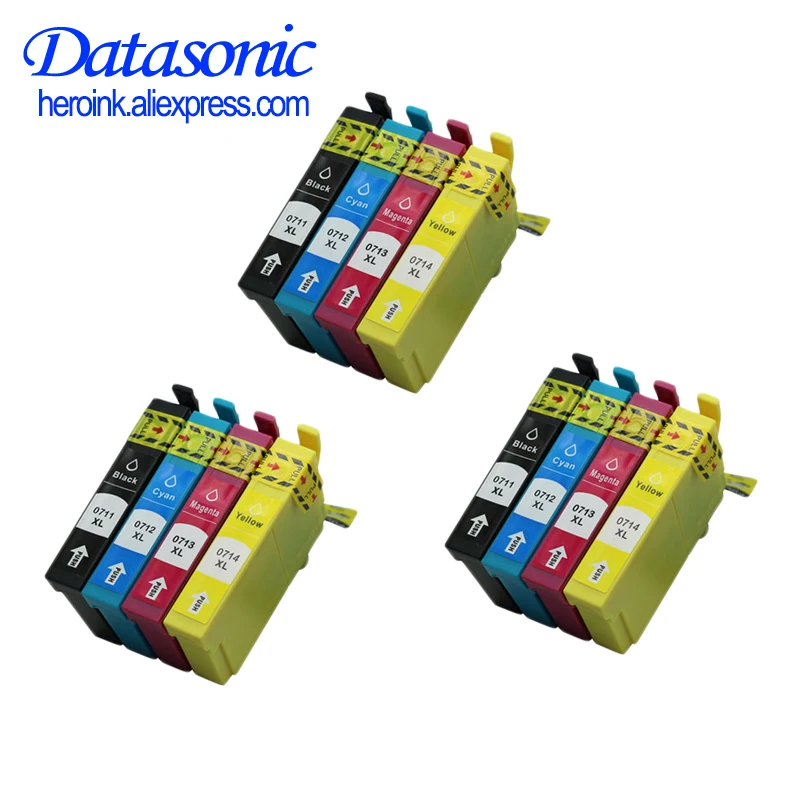 12 шт. картриджи для принтера Epson T0711 T0712 T0713 T0714 epson Stylus D78/D92/D120/DX4000/DX4050/DX4400 |