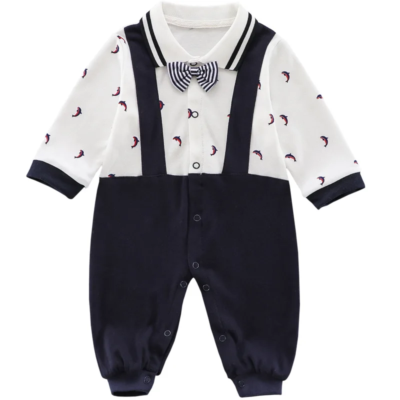 

Newborn Baby Rompers Baby Boy Clothes Jumpsuit Overalls Infant Cotton Outfit with Bow Tie Baby Girl Toddler Costume
