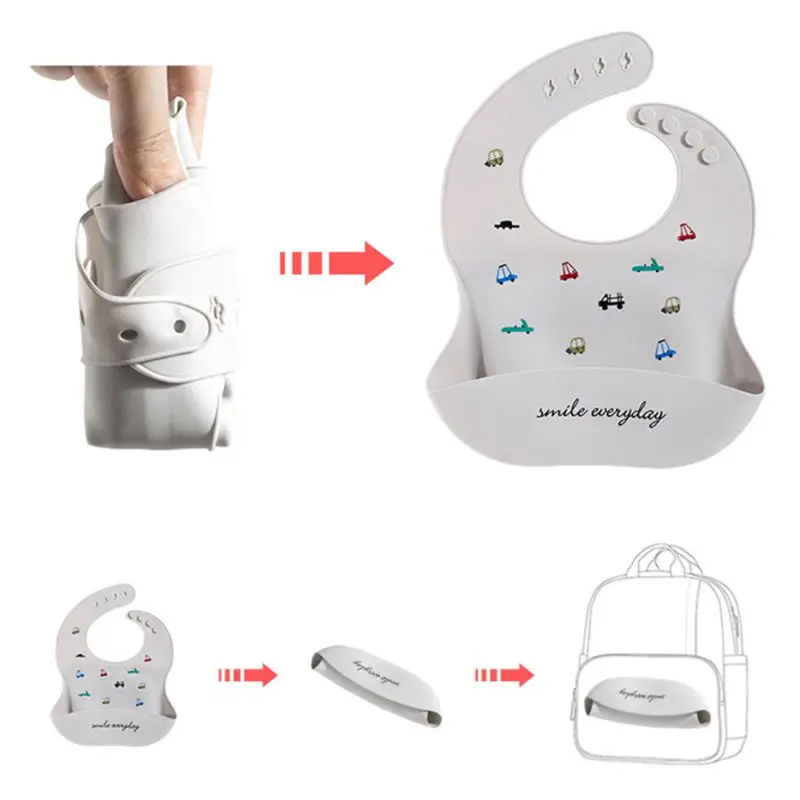 

Baby Newborn Cartoon Bibs Waterproof Food Grade Silicone Feeding Saliva Towel