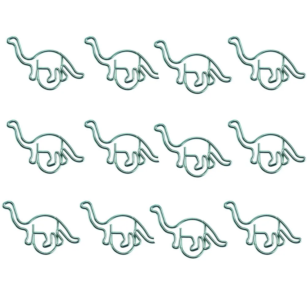 

12pcs Cute Green Dinosaur Animal Metal Bookmark Paper Clips For Book Marker Binder Photo Memo Clip Stationery School Supplies