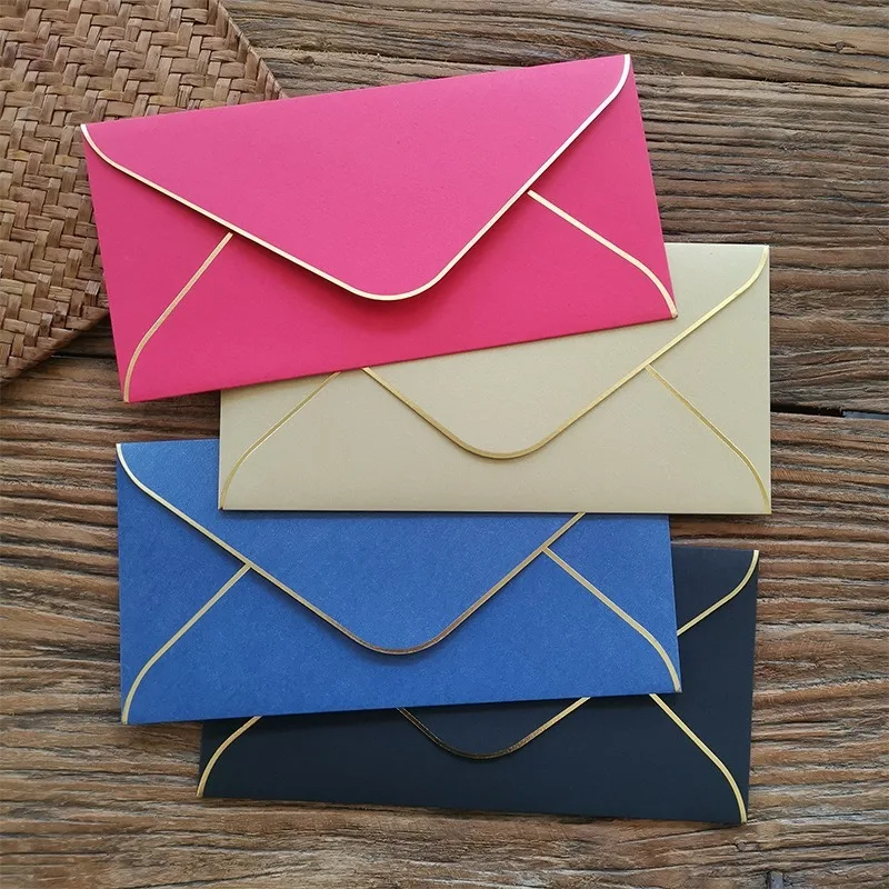 10 Pcs/Lot Business Thick Envelope Customizable Custom Paper Packaging Bags Bronze LOGO Company Retro Currently | Канцтовары для