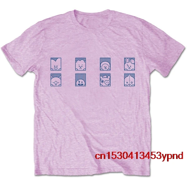 Мужская футболка BT21 группа квадратов розовая (X Large) женская рубашка|Мужские