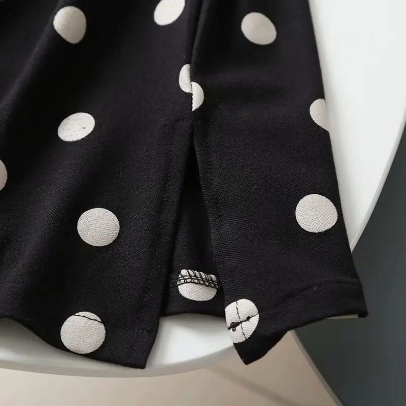 

Unizera 2021 summer fashion dress with polka dot pattern for slim fit polo collar cotton short sleeve skirt