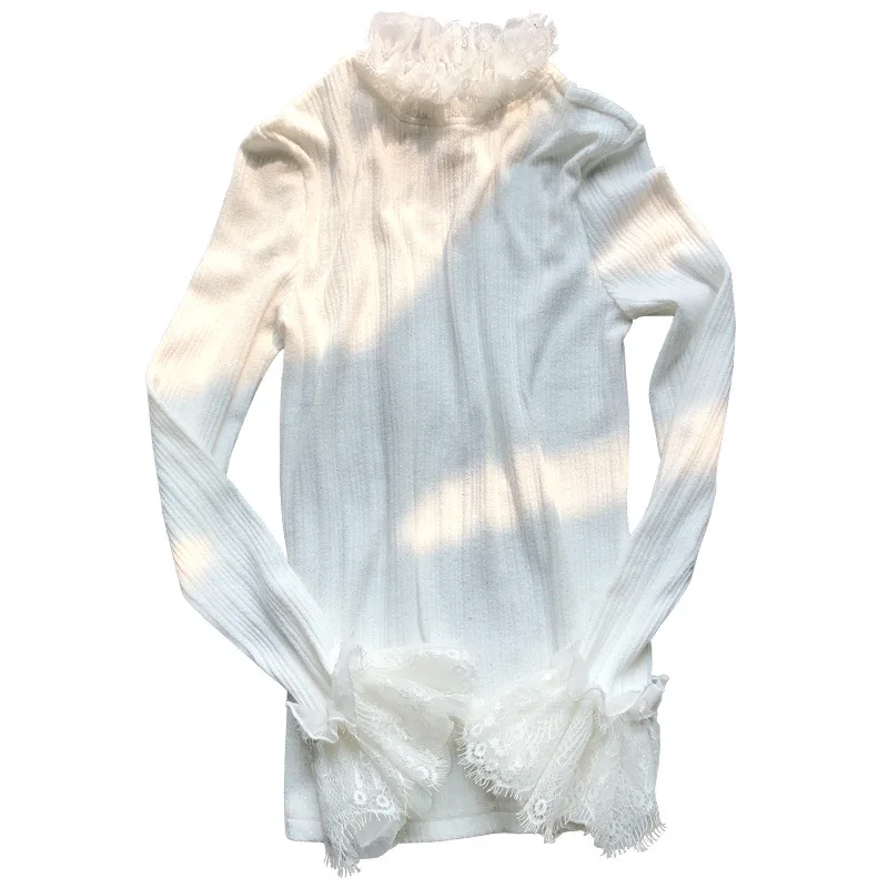 Осенняя одежда Женская Блестящая сетка макет шеи длинный рукав вязаный свитер с