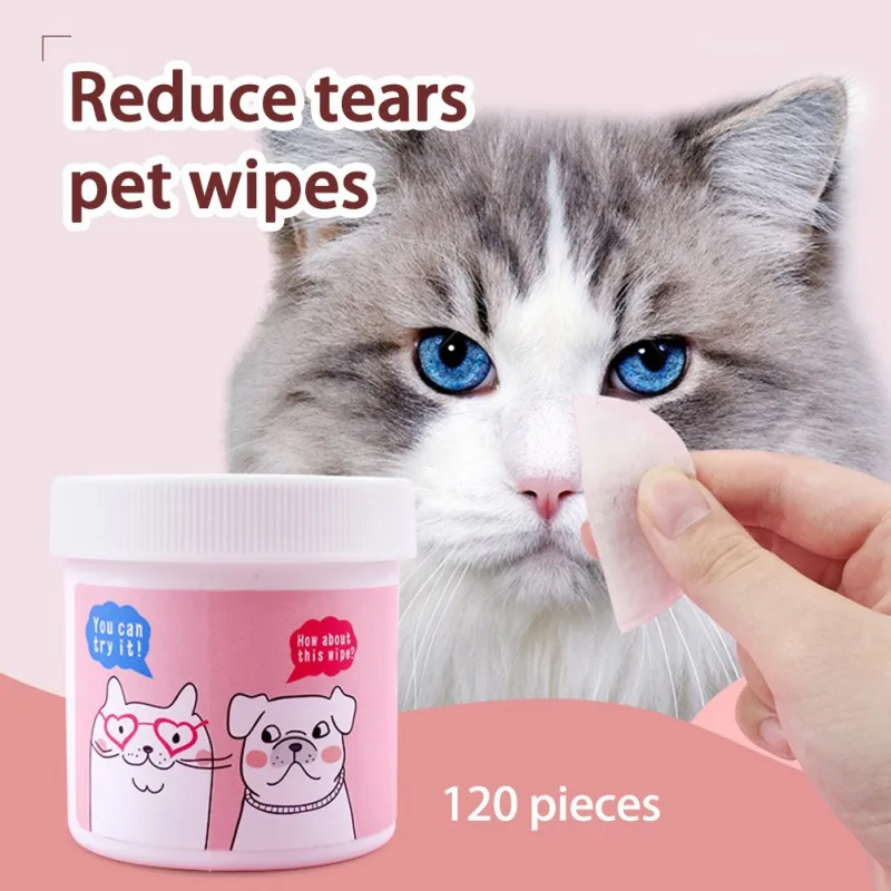 

120Pcs Pet Eye Wet Wipes Dog Cat Pet Cleaning Wipe Gentle No Stimulation Wipe Towel Pet Supplies Grooming Tear Stain Remover