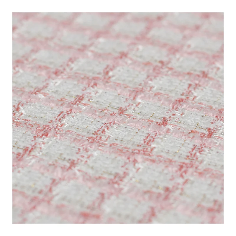 Белая восковая ягода Франции розовый клетчатый твид Ткани Гардеробные материалы Осенняя куртка Шитье Ткань Портной Текстиль Бесплатная доставка.