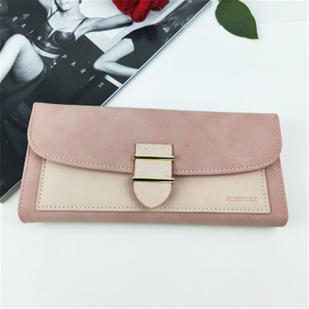 

Long Cell Phone Wallet Stitching Frosted Large Capacity Clutch Bag Korean Fashion Casual Creative Wallet Ladies Shoulder Bag