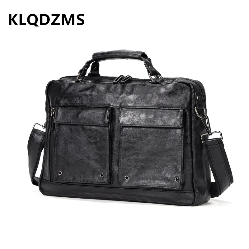 KLQDZMS Fashion PU Handbag Multifunctional Casual Briefcases Men's Multi-Compartment Laptop-Bag Male Shoulder Bags