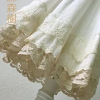 Японский Стиль в стиле Mori Girl мульти Слои кружевное Хлопковое платье, Нижняя юбка для женщин белое сказочное платье с вышивкой плиссированное платье принцессы в стиле лолита кавайная юбка
