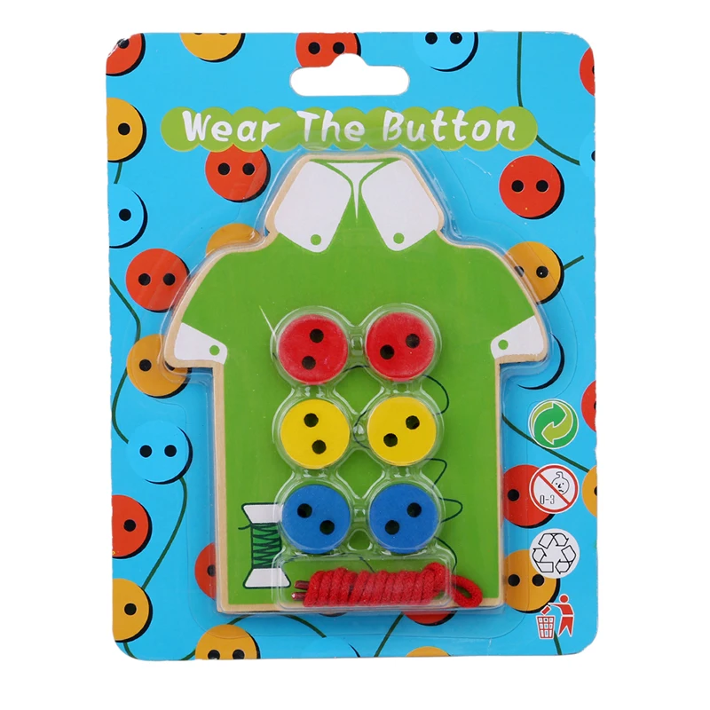 

DIY Cartoon 1 Set Wooden Montessori Education Button Board Toys Threaded Beaded Building Blocks for Kids Handmade Toys Gift