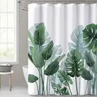 Белая занавеска для душа в ванную комнату, водонепроницаемые декоративные занавески с рисунком тропических листьев и растений для ванной комнаты, занавески для ванной