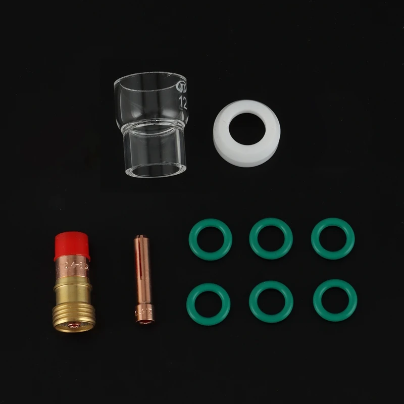

10Pcs 2.4mm Welding Torch Stubby Gas Lens 12 Heat Cups for WP-17/18/26 Parts TIG Welding Torch Accessories Replacement