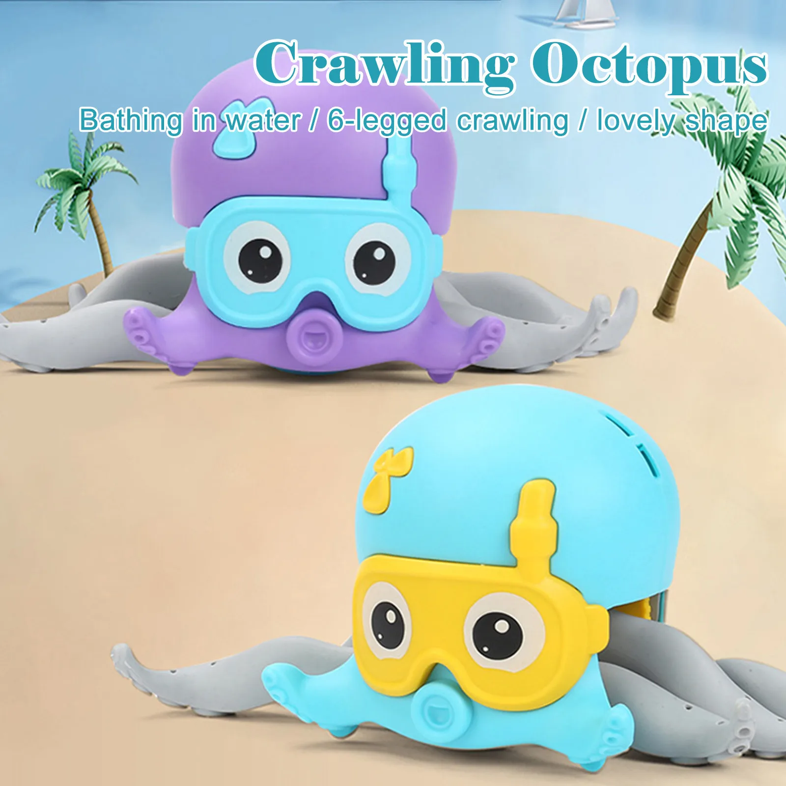

Kids Cartoon Cute Octopus Bathing Toys for Children With Wind-up Chain Clockwork Water Floating Beach Baby Playing Toys FFT