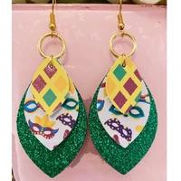 faux leather gnomes earrings holiday christmas double side print