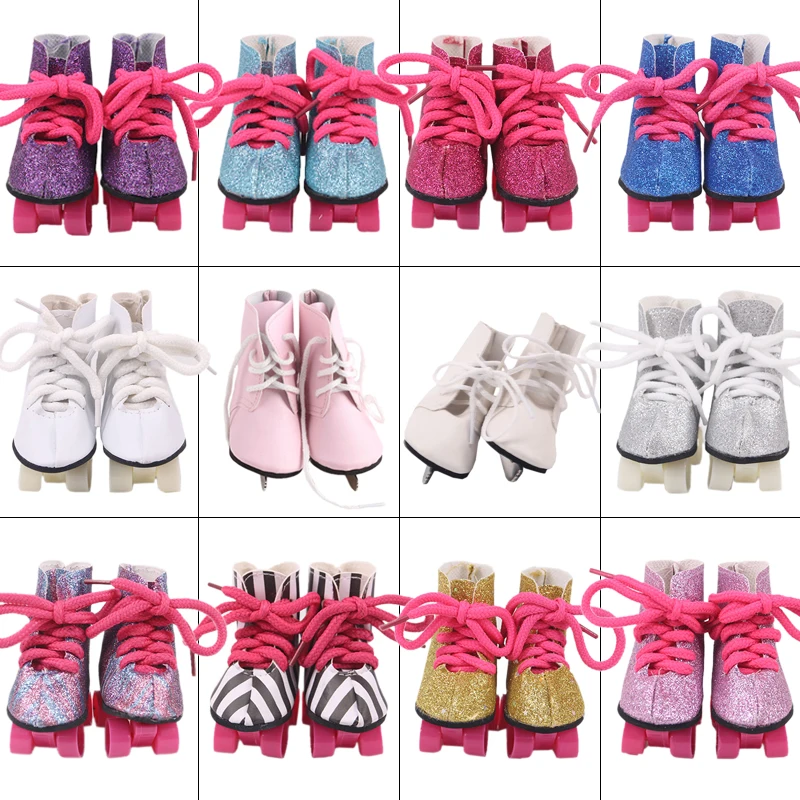 Doll Roller Skate Sequin Shoes Ice Skates 18 Inch American&43CM Reborn Baby Doll Clothes Accessories Nenuco Ropa Generation Toys