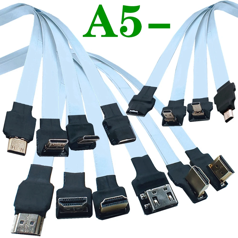 Mini conector HDMI FPV para Dron, Conector de 90 grados FPC, Flexible, plano, HD, Cable de cinta FFC Pitch 20PIN para Gopro DSLR, Kit de cardán