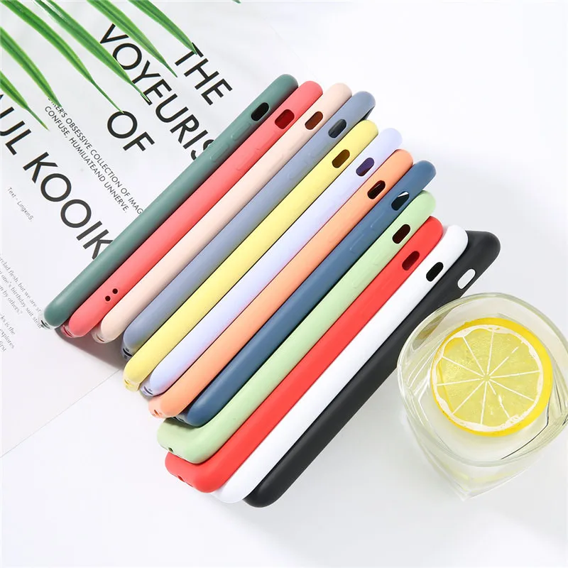 

Sglucy Candy Color Silicone Phone Case For iPhone 11 Pro X XR XS Max 8 7 6 6s Plus Liquid Solid Shockproof Soft TPU Back Cover