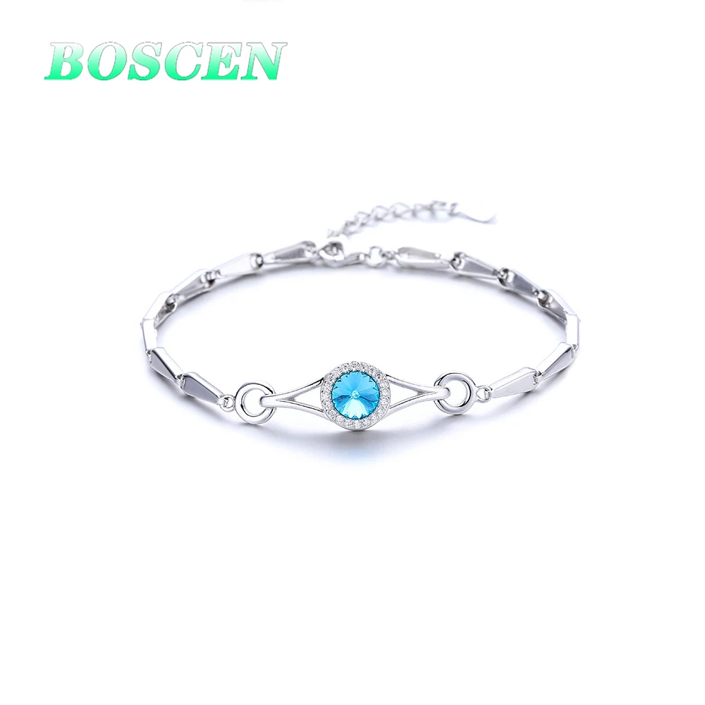 Женский браслет из серебра 925 пробы с австрийскими кристаллами|Гибкие и жесткие