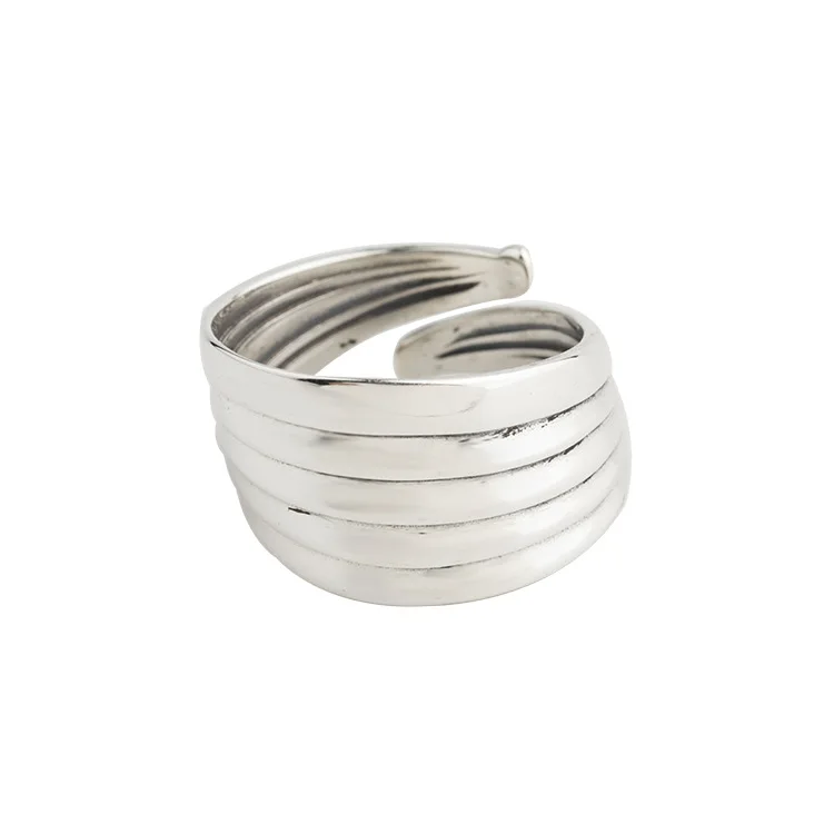 

Japanese Korean S925 Sterling Silver Ring female spiral pattern personalized fashion silver hand ring silver retro hand ornament
