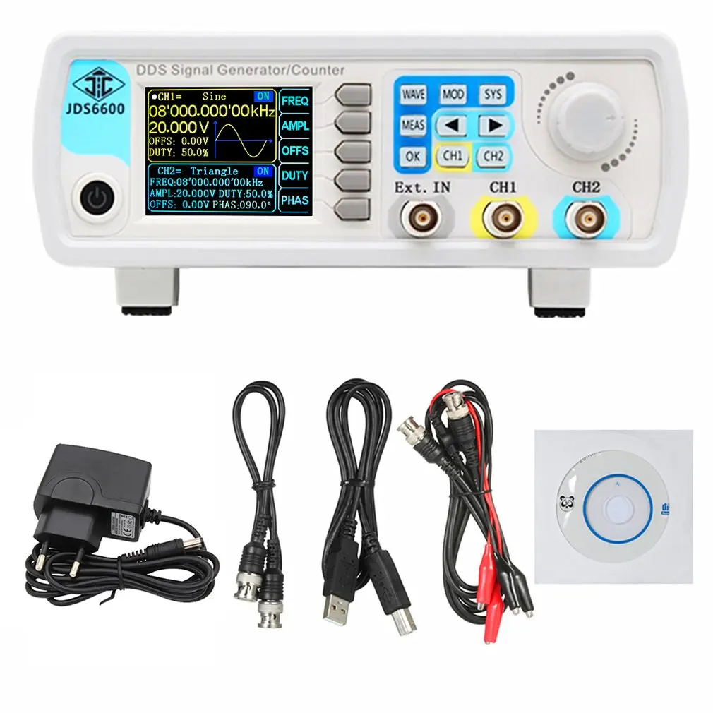 JDS6600-60M 60MHZ Dual-channel Arbitrary Waveform Signal Generator DDS Function Counter Digital Control Frequency Meter 2021 new