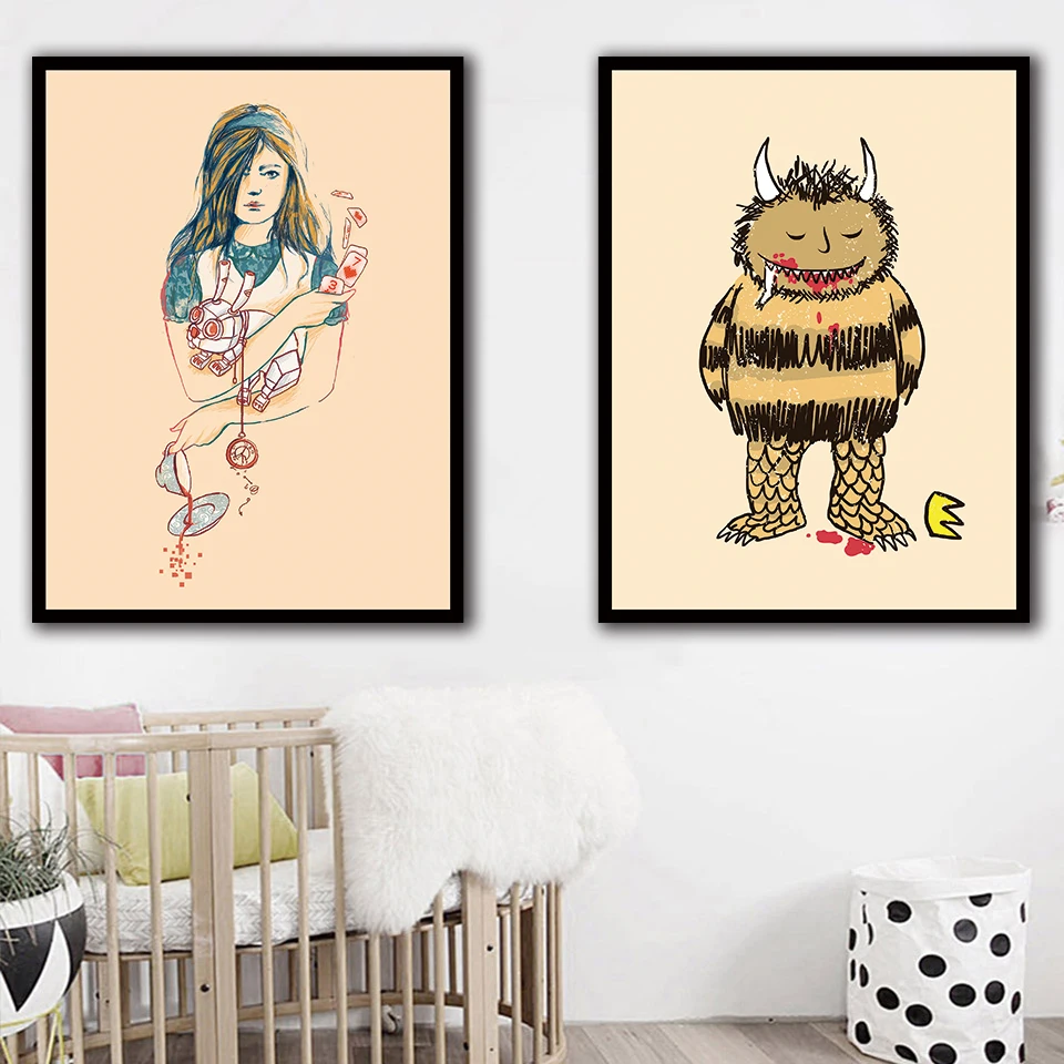 

Wall Art Print Canvas Home Decoration Painting Abstract cartoon long-haired Pictures Nordic Style Modular Poster For Living Room