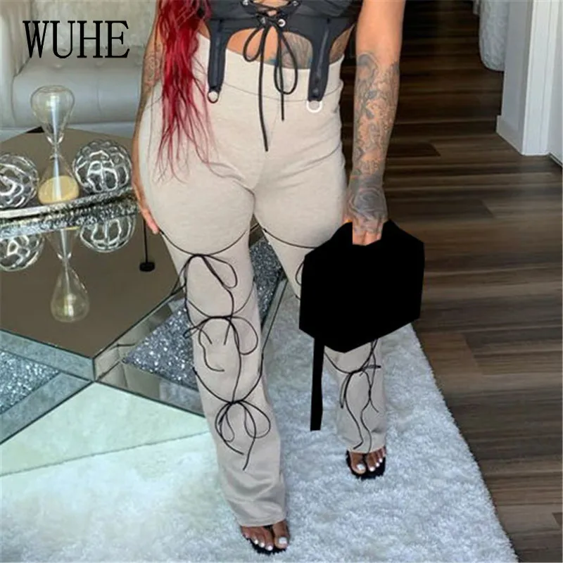 

Широкие брюки YEYA с завышенной талией, бандажные, на шнуровке, элегантные женские летние уличные брюки для вечерние НКИ, клуба, повседневные ...