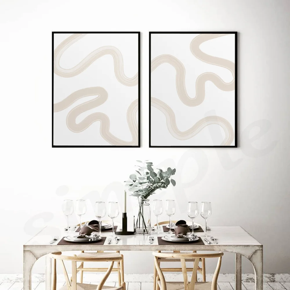 

Абстрактные геометрические картины на холсте простые скандинавские кривые настенные художественные плакаты и принты для украшения дома в ...