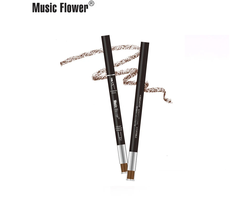 Music Flower автоматический карандаш для бровей+ пудра для бровей комплект Женская кремовая глаз бровей Pen долговечная Водонепроницаемая Косметика для макияжа