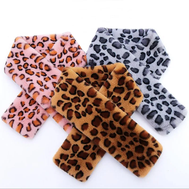 

New Leopard Scarf Imitated Rex Rabbit Fur Cross Warm Thick Faux Fur Pashmina Collar Cape Shawl Fashion Neckerchief Winter Women