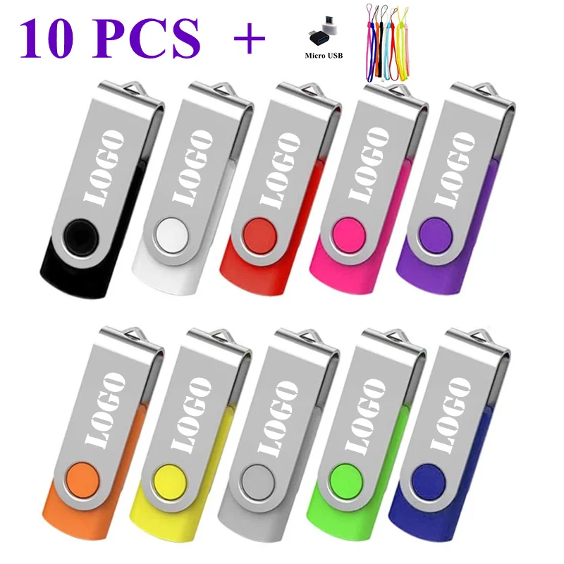 

10PCS/lot Metal OTG Pendrive 256GB 128GB 64GB Pen Drive 32GB Cle Usb Flash Drives 16GB 8GB Usb Stick Flash Disk Custom Logo