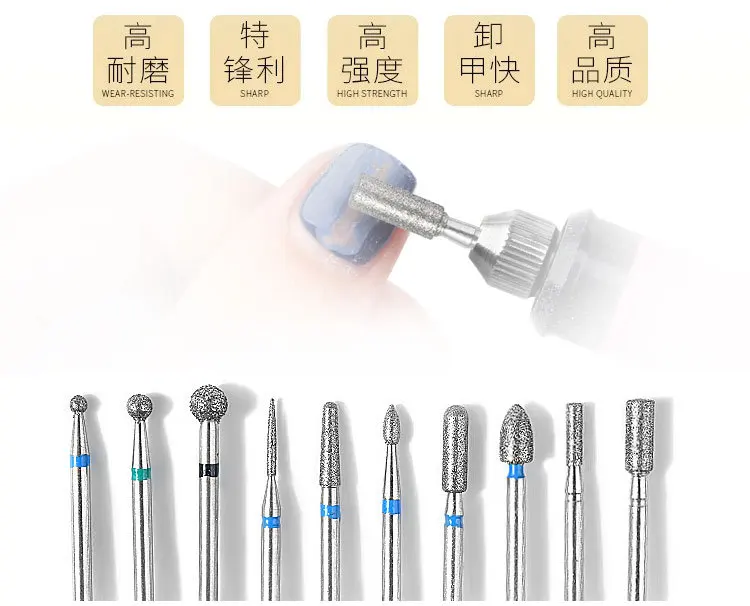 

10Pcs/Box Nail Exfoliating Polishing Tool Cone Tip Ceramic Drill Bits Manicure Pedicure Grinding Head Sander Tool