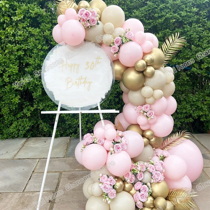 

Cream Peach Balloons Garland Arch Kit Macaron Pink Balloon Birthday Golden Globals Wedding Baby Shower Anniversary Party Decor