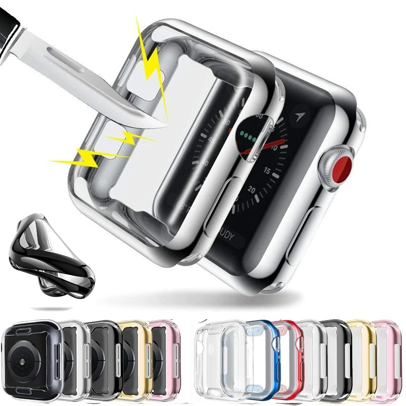Чехол для Apple Watch Series 5 4 3 2 бампер с защитой экрана 44 мм 42 40 38 защита от ударов