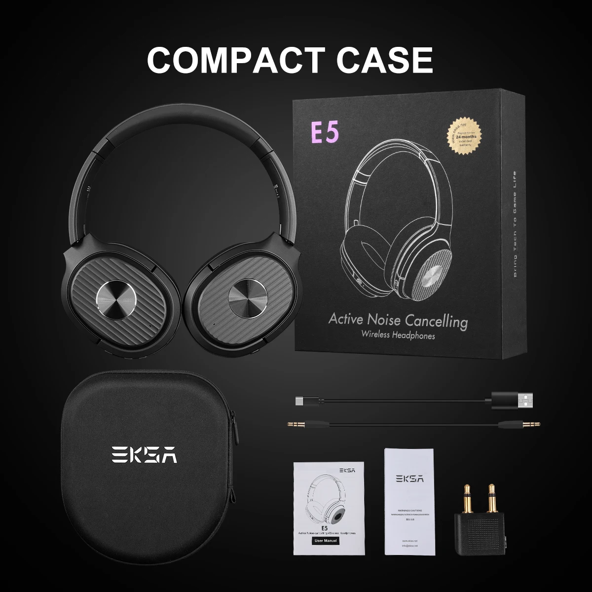 EKSA E5 Bluetooth 5,0 наушники с активным шумоподавлением Наушники 920 мАч беспроводная гарнитура с микрофоном для телефонов складные Накладные наушники