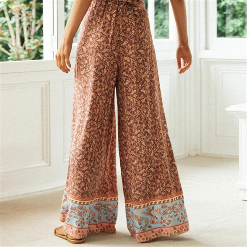 

African Clothes Plus Size Clothing for Women Bohemia Style Floral Print Loose Wide Leg Pants High Waist Sexy 2021 New Trousers