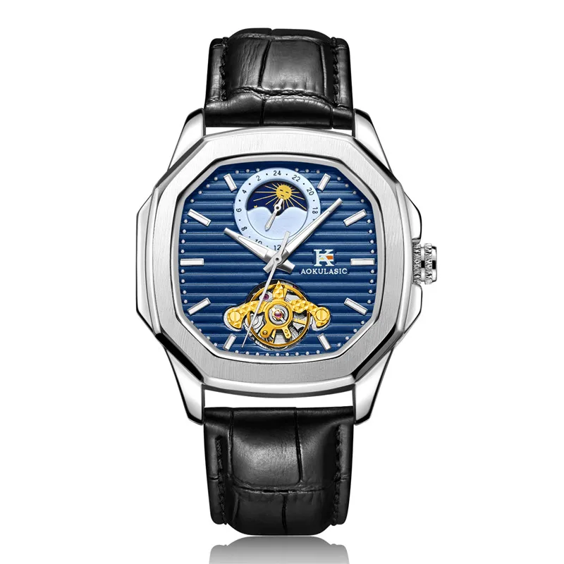 Aokulasic Tourbillon автоматические механические мужские наручные часы военные