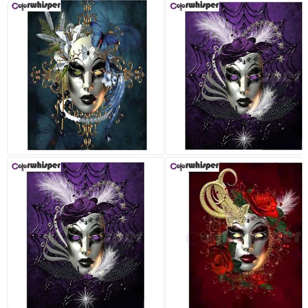 Алмазная картина 5D полностью квадратная/круглая дрель Маскарад венецианский