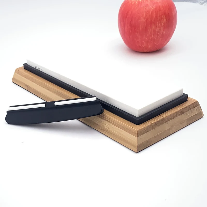 

(600 Grit Sharpening stone+Bamboo base+Knife holder) Set knife sharpener whetstone Home kitchen tools blade sharpener