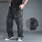 Брюки-карго мужские с карманами, модные тактические штаны в стиле милитари, прямые Слаксы, длинные брюки, комбинезон, большие размеры 44