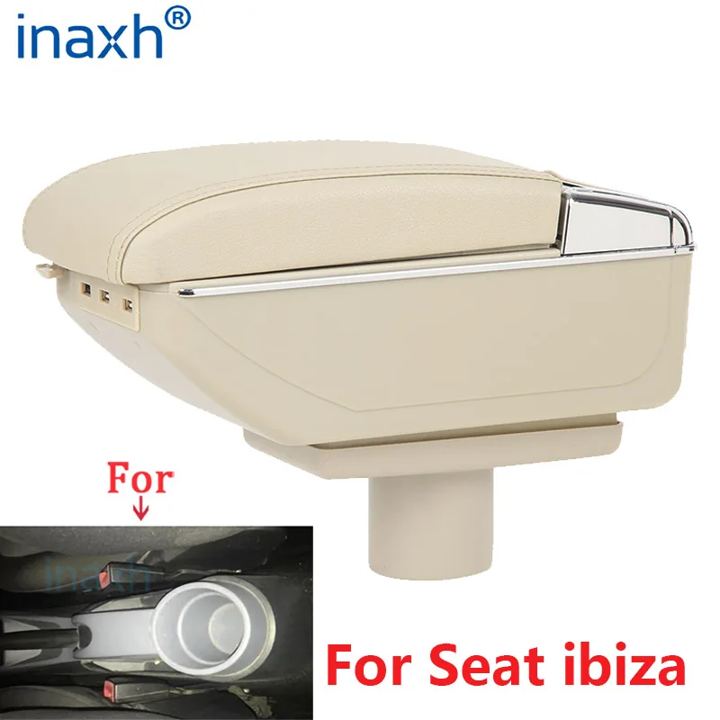 

For Seat ibiza Armrest box Ibiza 6j Ibiza 6L central Store content Storage box with cup holder ashtray products with USB