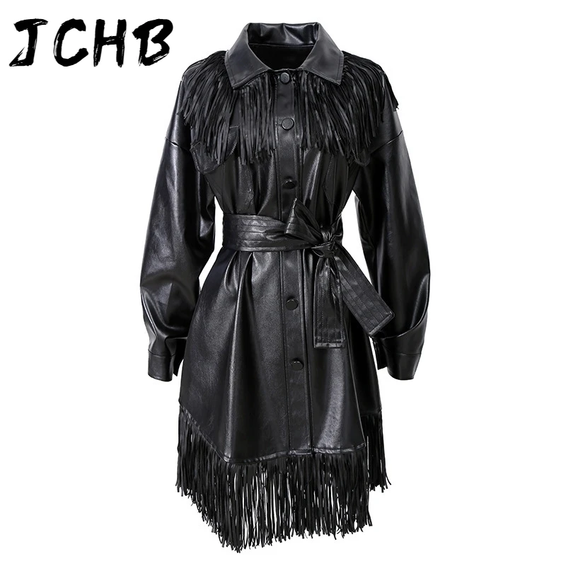 

JCHB 2021 new spring early turn-down collar fashion women PU leather jacket WO66001