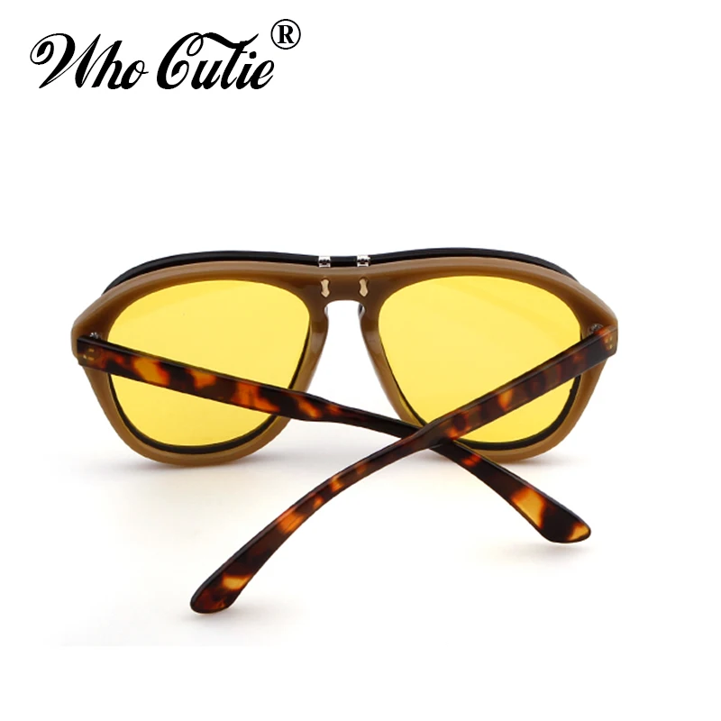 Мужские и женские очки авиаторы WHO CUTIE винтажные желтые солнцезащитные в стиле