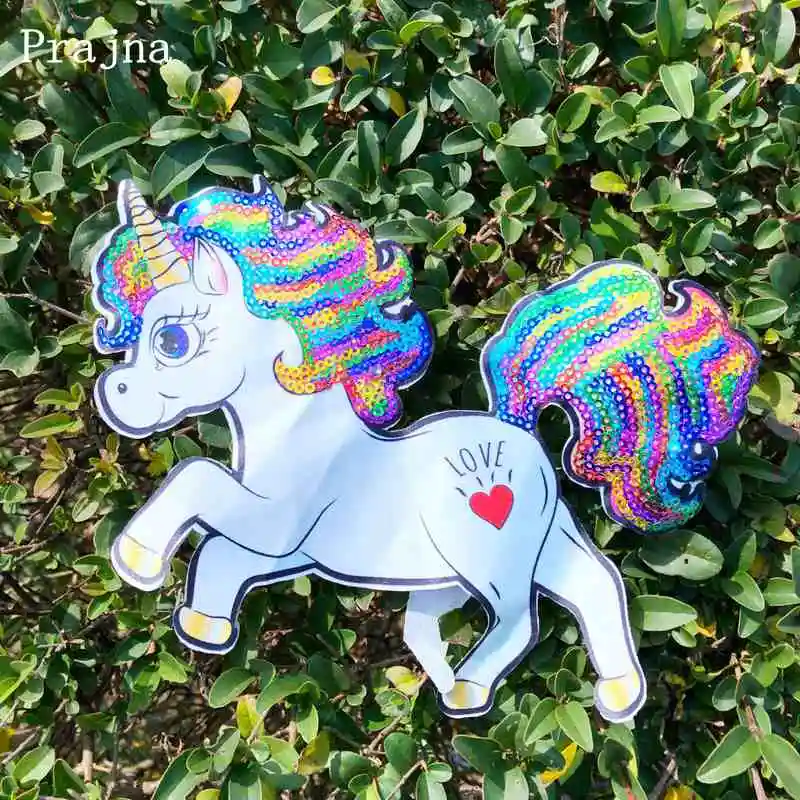 Prajna единорог с блестками патчи Волшебные радужные железные на для аппликация